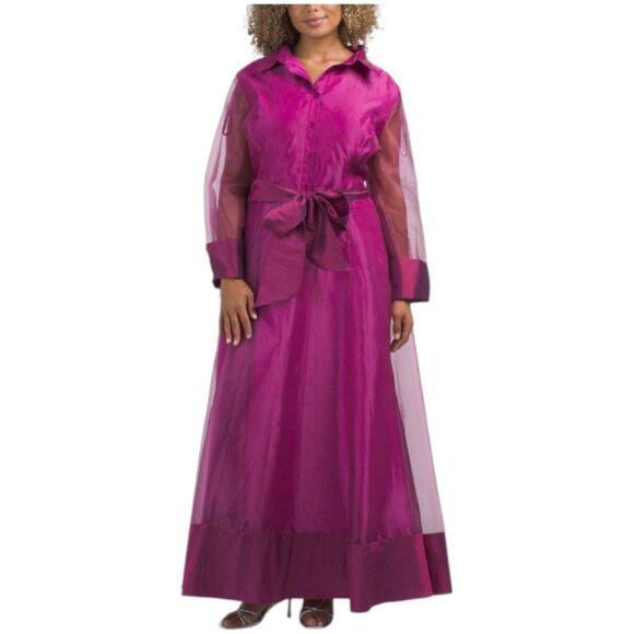 RENE BY RENE RUIZ Long Sleeve Organza Shirt Dress - Picture 1 of 2